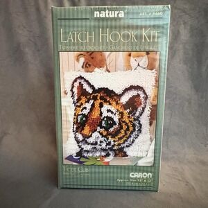 Sealed Caron Natura Latch Hook Kit Tiger Cub P460 12x12‎ Vintage Craft USA